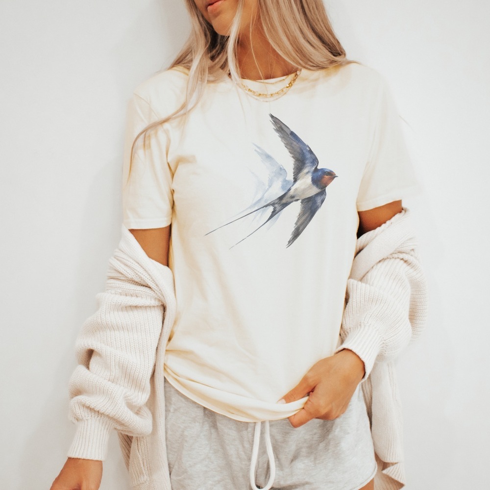 Swallow Catching the Wind Boho Tee